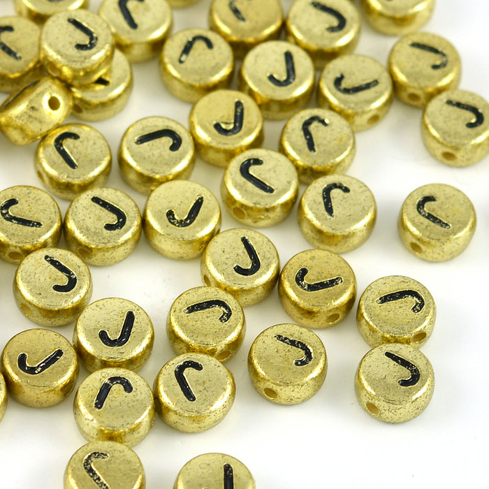 Bokstavspärlor, guld, A–Z