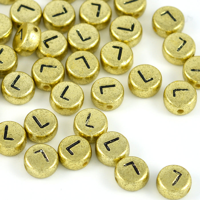 Bokstavspärlor, guld, A–Z