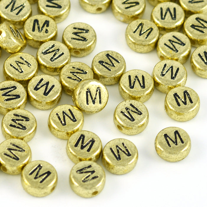 Bokstavspärlor, guld, A–Z