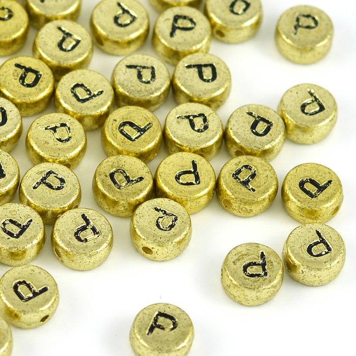 Bokstavspärlor, guld, A–Z