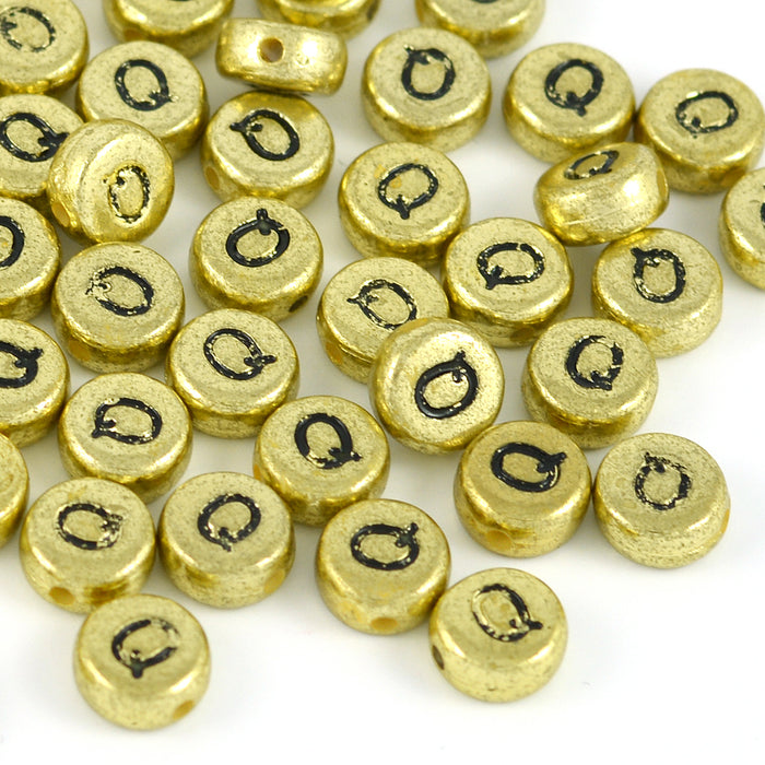 Bokstavspärlor, guld, A–Z