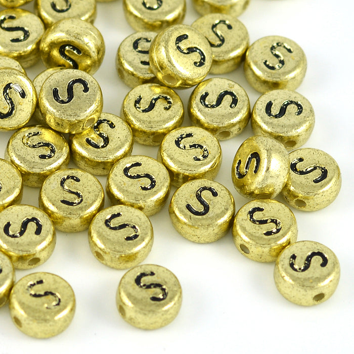 Bokstavspärlor, guld, A–Z