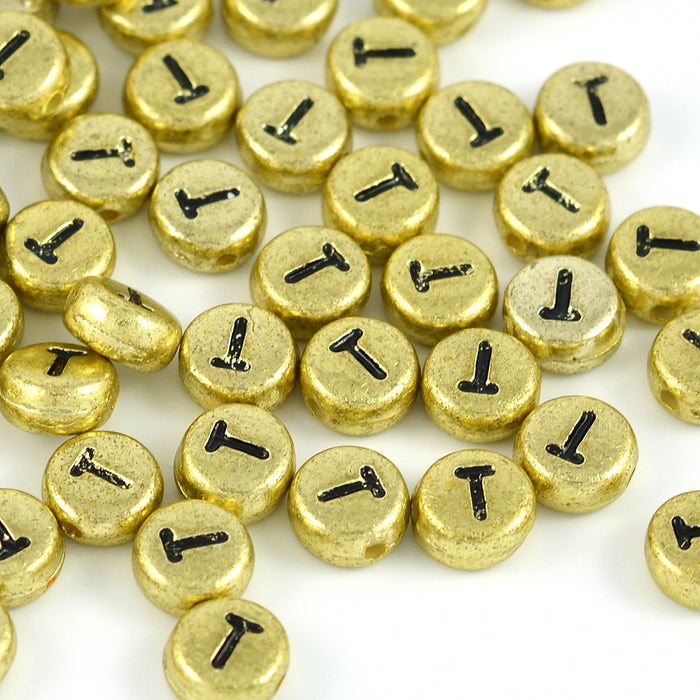 Bokstavspärlor, guld, A–Z