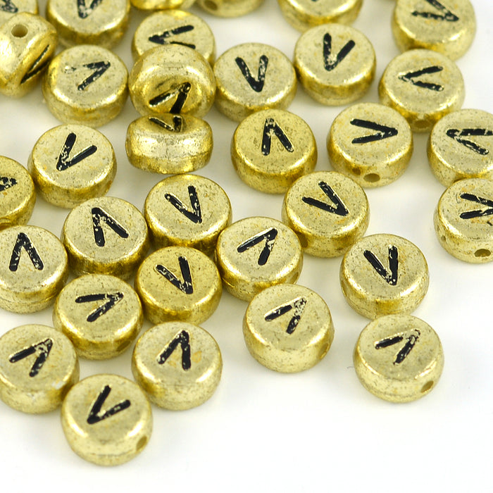 Bokstavspärlor, guld, A–Z
