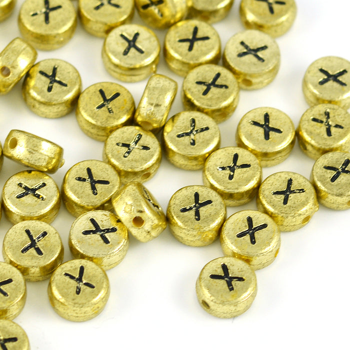 Bokstavspärlor, guld, A–Z