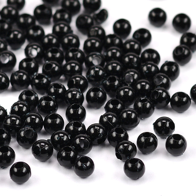 Runda akrylpärlor, svart, 4mm, 900st