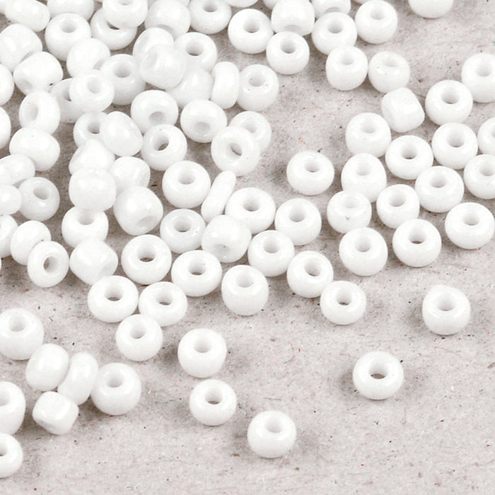 Seed Beads, 4mm, opak vit