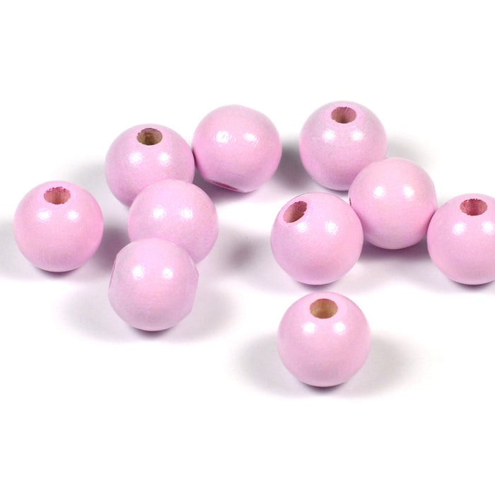 Träpärlor, 10mm, ljusrosa, 50st