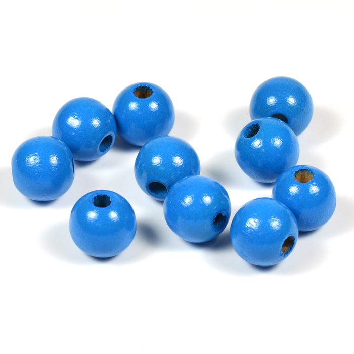 Träpärlor, 10mm, blå, 50st