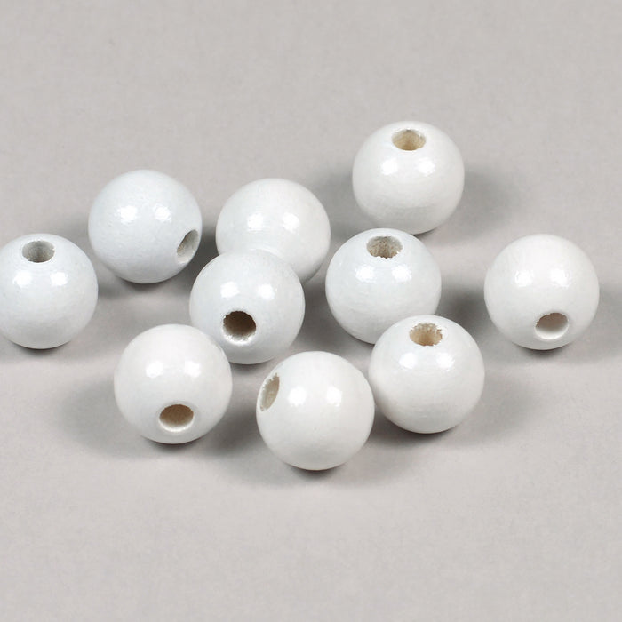 Träpärlor, 10mm, vit, 50st