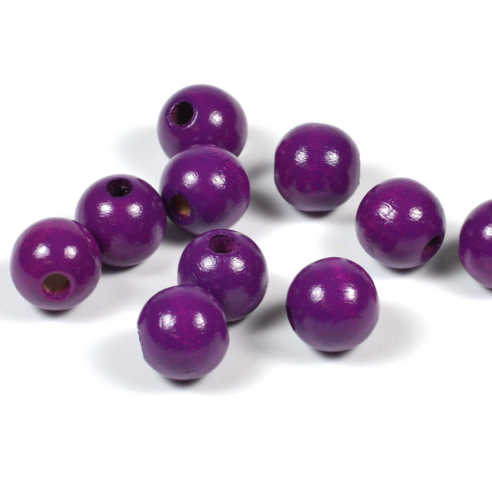 Träpärlor, 10mm, plommon, 50st