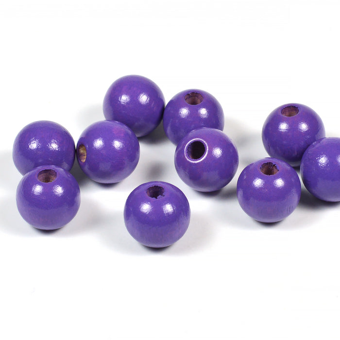 Träpärlor, 10mm, lila, 50st