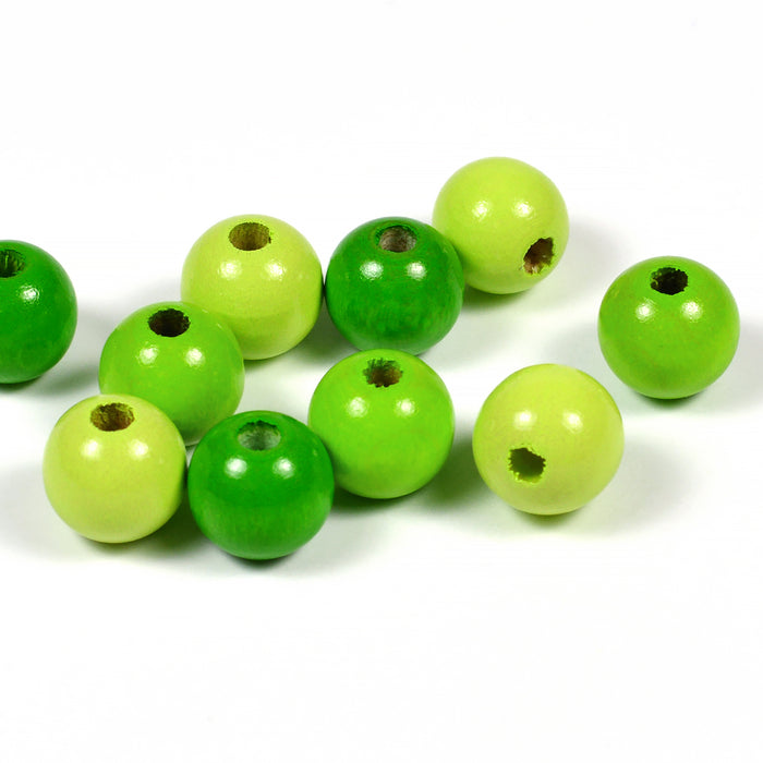 Träpärlor, 10mm, grön-mix, 100st
