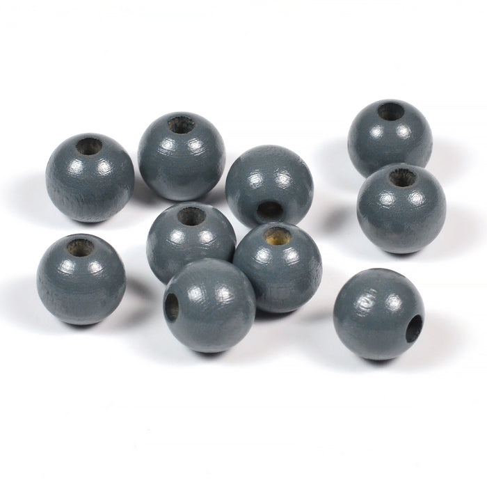 Träpärlor, 10mm, mörkgrå, 50st