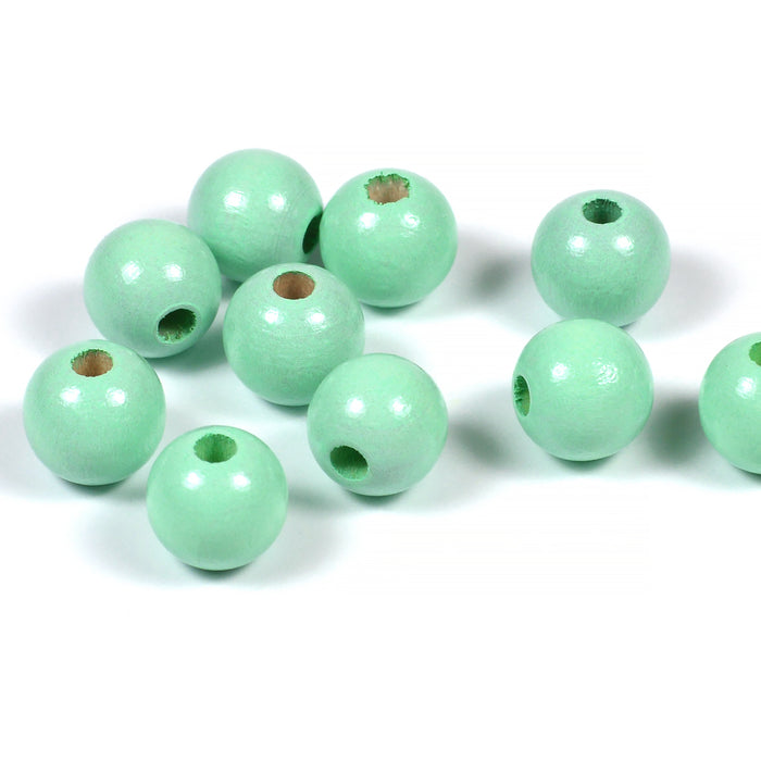 Träpärlor, 10mm, mint, 50st