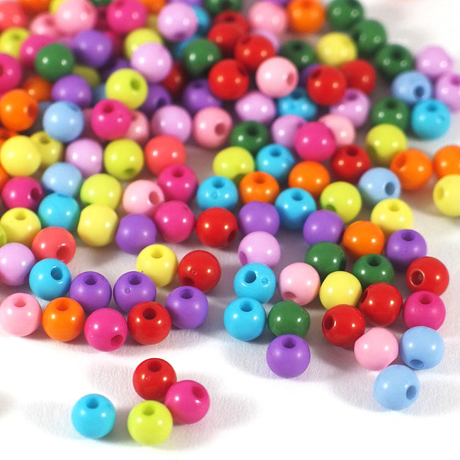 Runda akrylpärlor, färgmix, 5mm, 400st