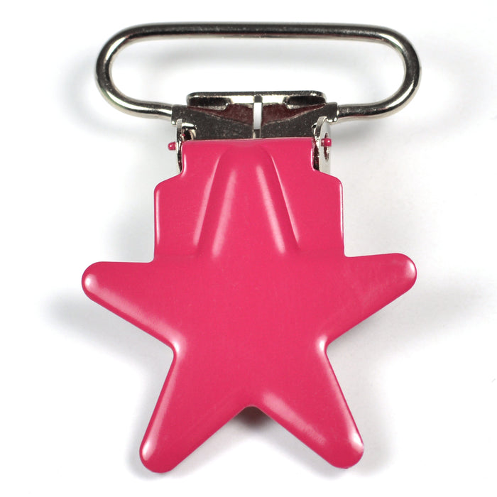 Metallclips, stjärna, fuchsia