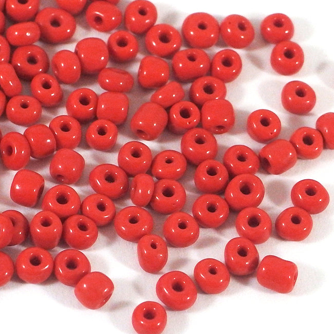 Seed Beads, 4mm, opak röd