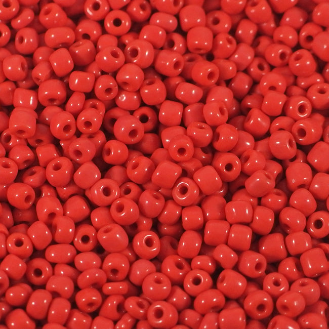 Seed Beads, 4mm, opak röd