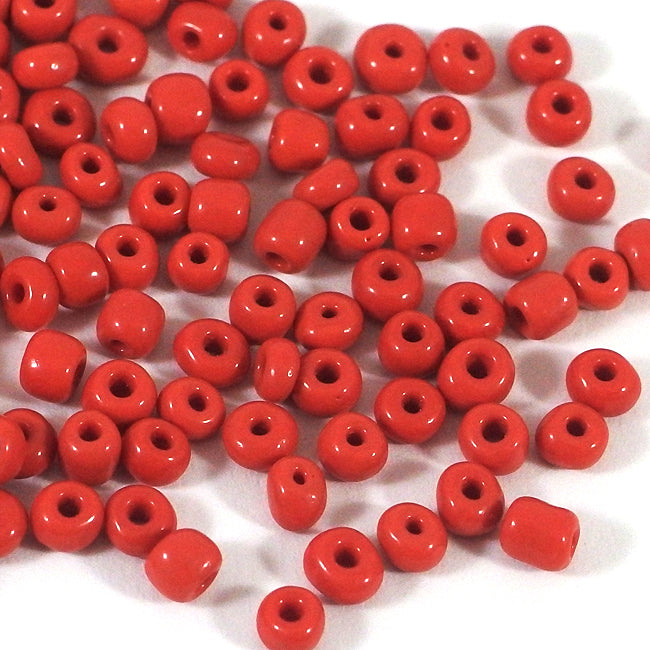 Seed Beads, 4mm, opak karminröd
