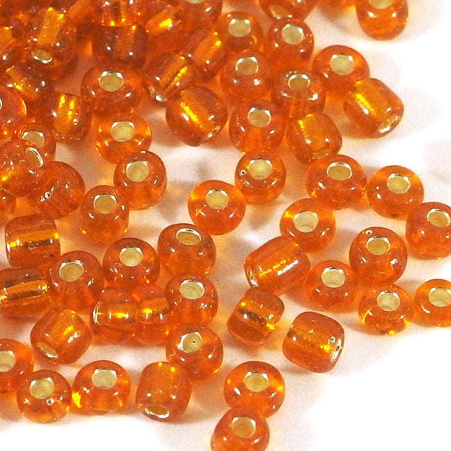 Seed Beads, 4mm, silverlined orange, 30g