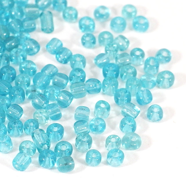 Seed Beads, 4mm, transparent ljusblå, 30g