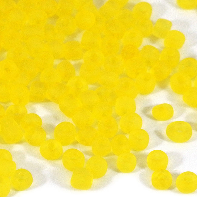 Seed Beads, 4mm, frostad-transparent gul, 30g