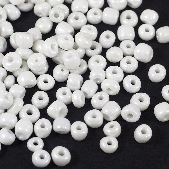 Seed Beads, 4mm, lustered vit, 30g
