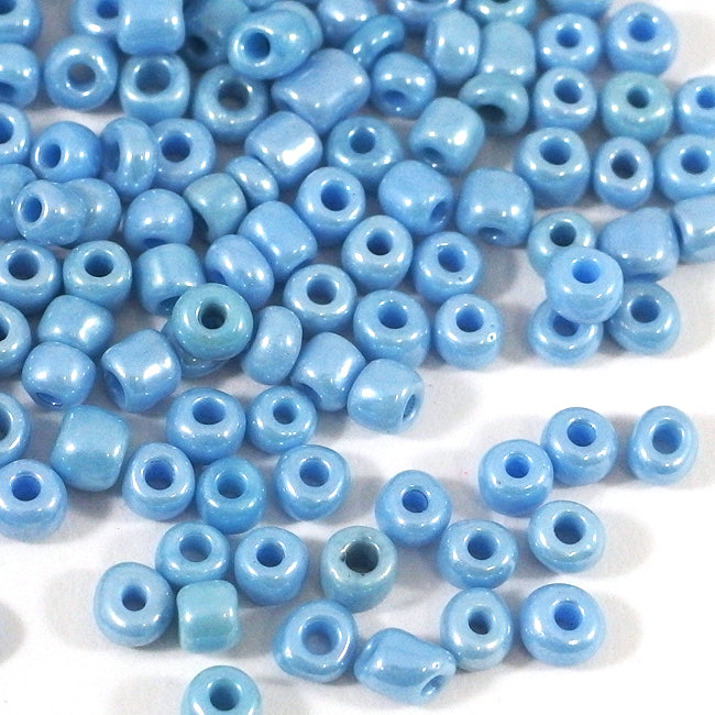 Seed Beads, 4mm, lustered ljusblå, 30g
