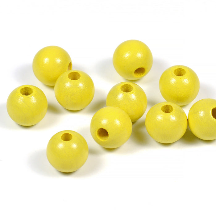 Träpärlor, 10mm, pastellgul, 50st