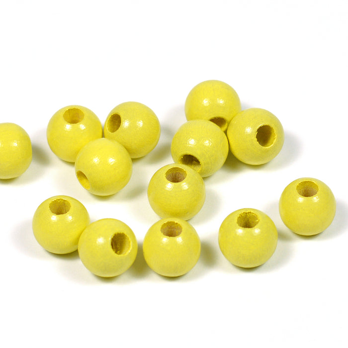 Träpärlor, 8mm, pastellgul, 60st