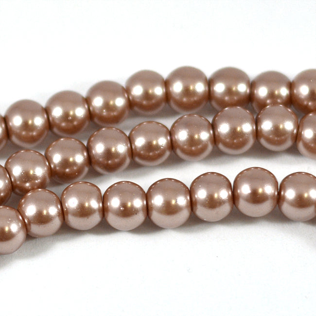 Vaxade glaspärlor, nougat, 6mm