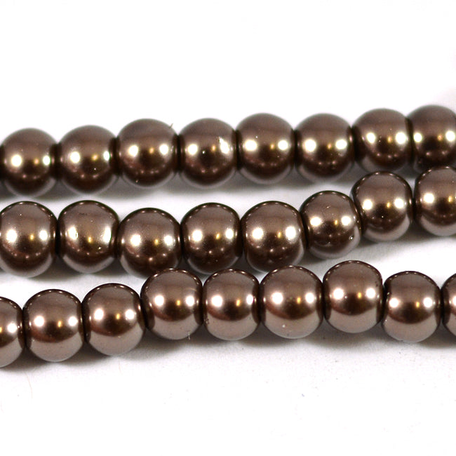 Vaxade glaspärlor, kaffe, 6mm