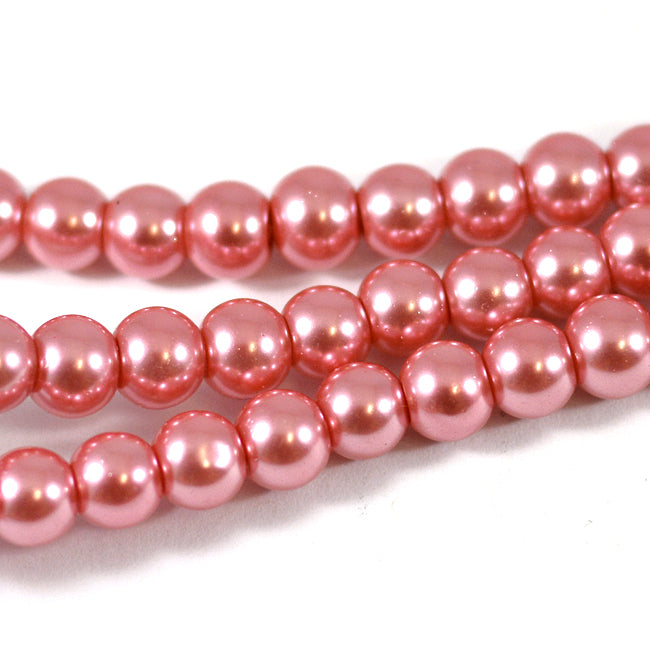 Vaxade glaspärlor, rosa, 6mm