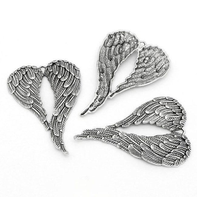 Berlock, stora vingar, antiksilver, 47x68mm, 1st
