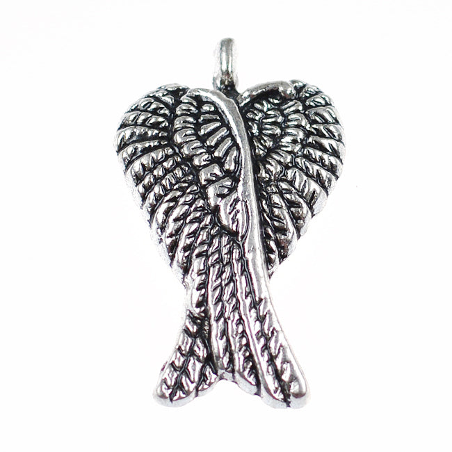 Berlock, korsade vingar, antiksilver, 16x25mm, 5st