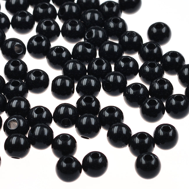 Runda akrylpärlor, svart, 6mm, 300st
