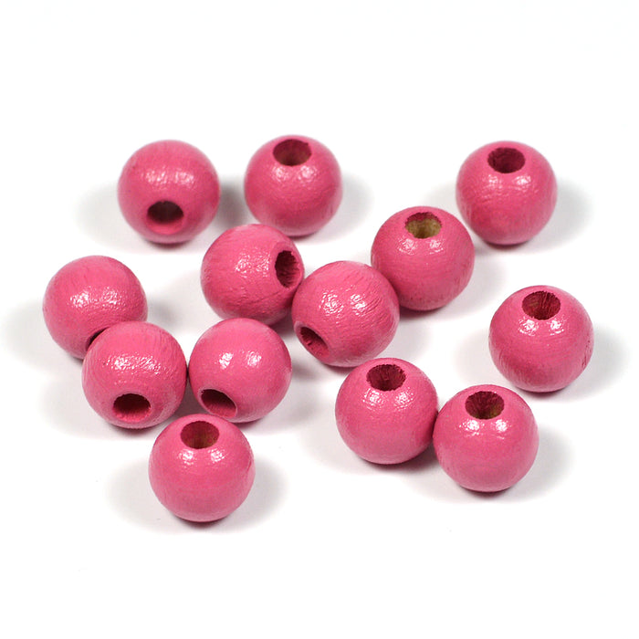 Träpärlor, 8mm, mörkrosa, 60st