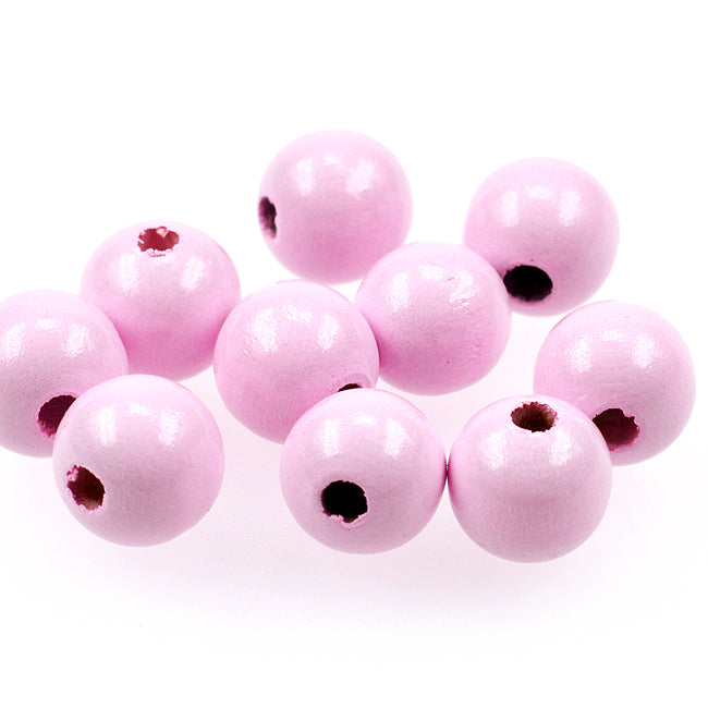 Träpärlor, 12mm, ljusrosa, 35st