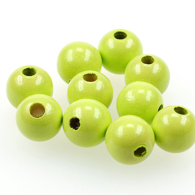 Träpärlor, 12mm, lime, 35st