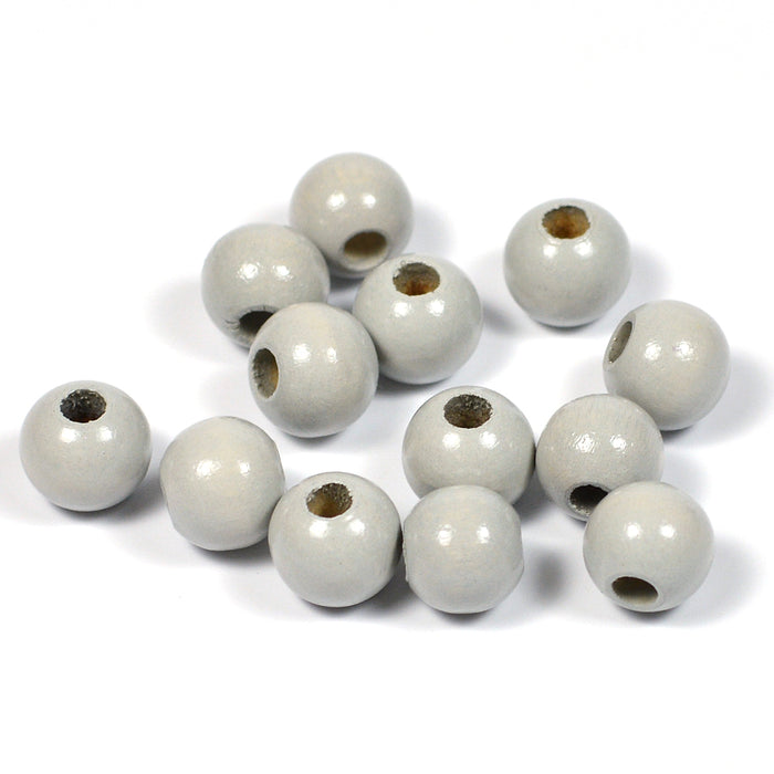 Träpärlor, 8mm, ljusgrå, 60st