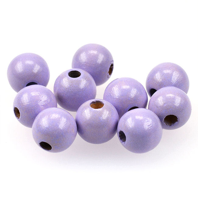 Träpärlor, 12mm, lavendel, 35st