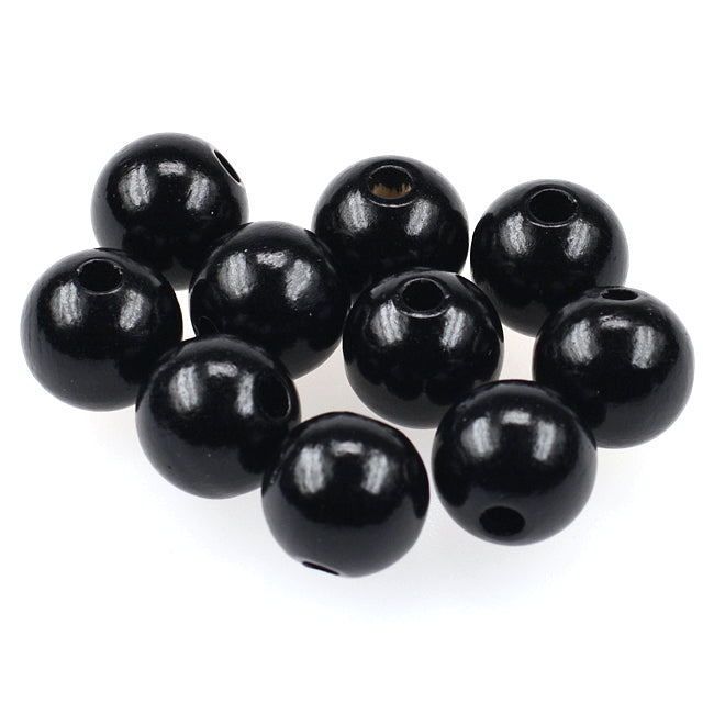 Träpärlor, 12mm, svart, 35st