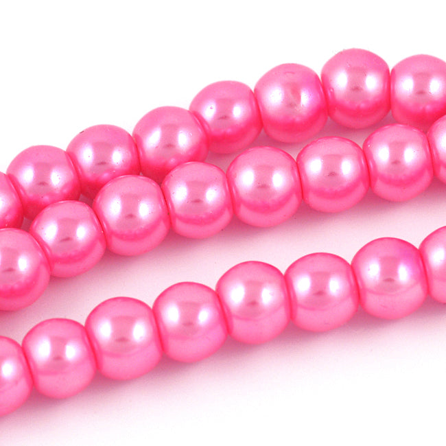 Vaxade glaspärlor, candyrosa, 6mm