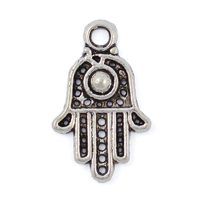 Berlock, Hamsas hand, antiksilver, 13x21mm, 10st