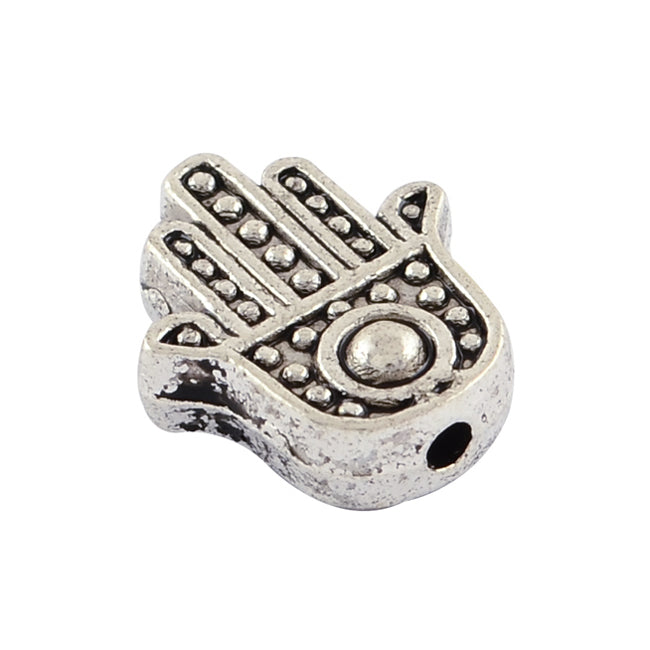 Metallpärlor, Hamsas hand, antiksilver, 10x12mm, 15st