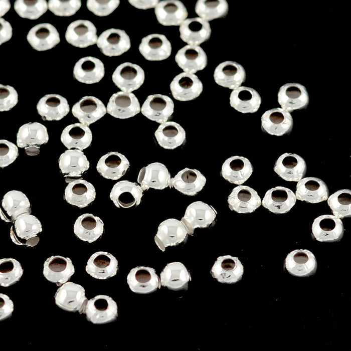 Runda metallpärlor, silver, 3mm, 100st