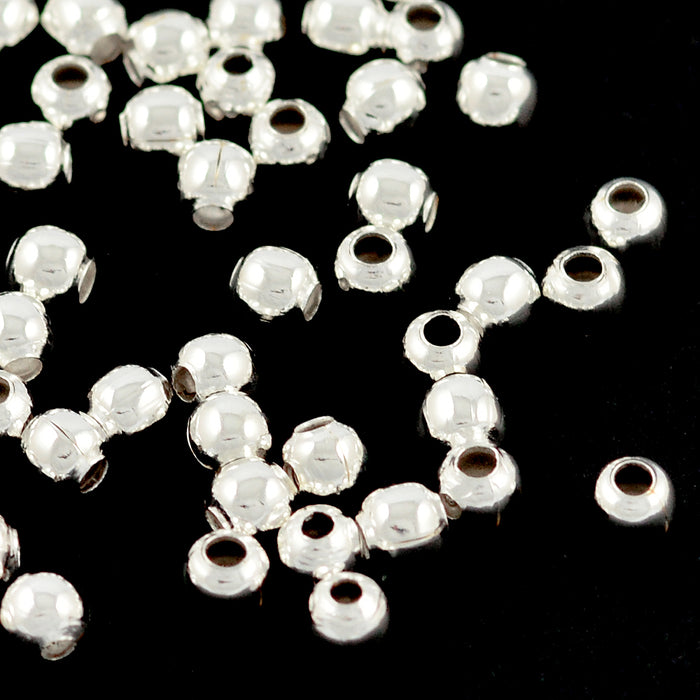 Runda metallpärlor, silver, 4mm, 100st