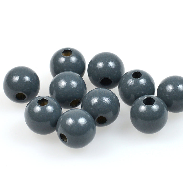 Träpärlor, 12mm, mörkgrå, 35st