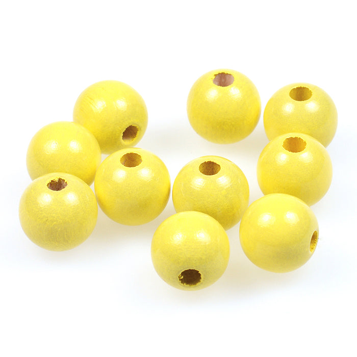 Träpärlor, 12mm, pastellgul, 35st